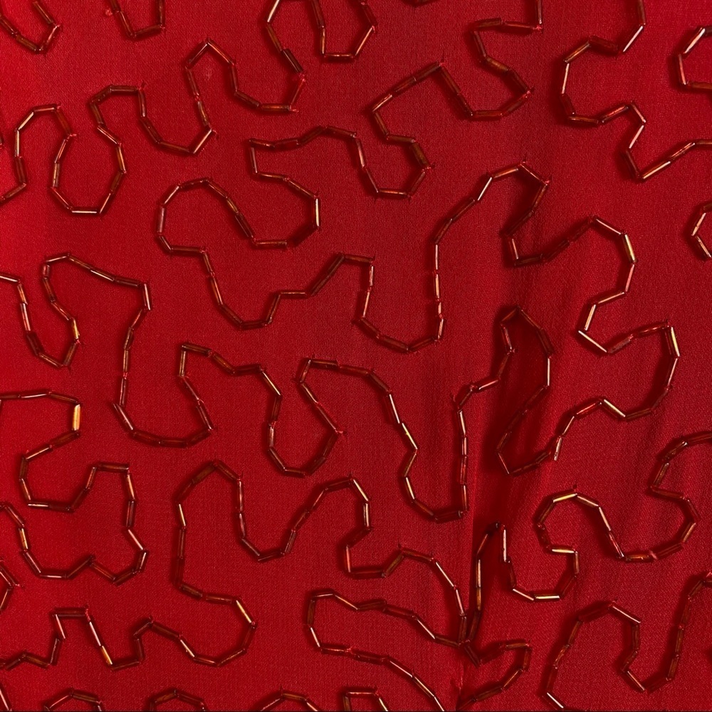 AJ Bari Vintage red silk beaded dress - Picture 7 of 10
